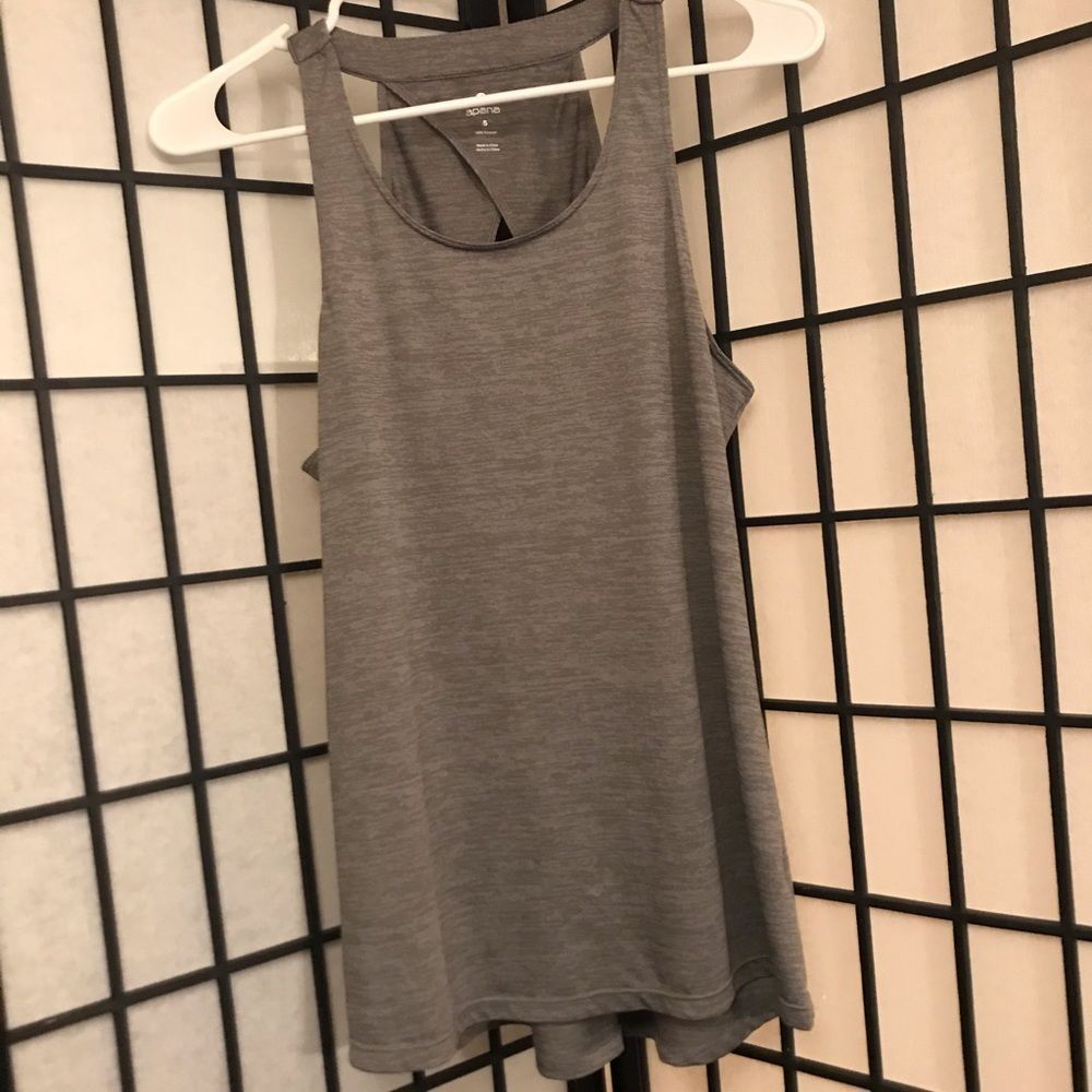 Apana Soft-Grey Pook-a-boo back Yoga Shirt - Small